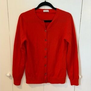NWOT Jennie Liu Orangish Red 100% Cashmere Cardigan Size Medium